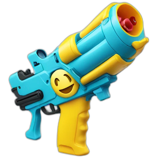 water gun next to smiley face emoji