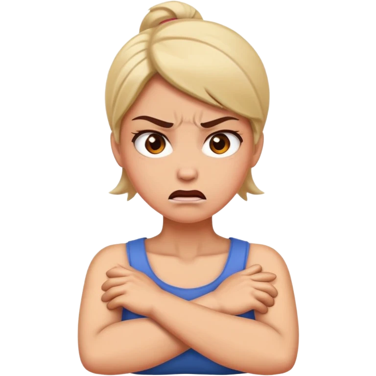 Woman crossing arms around neck angry  emoji