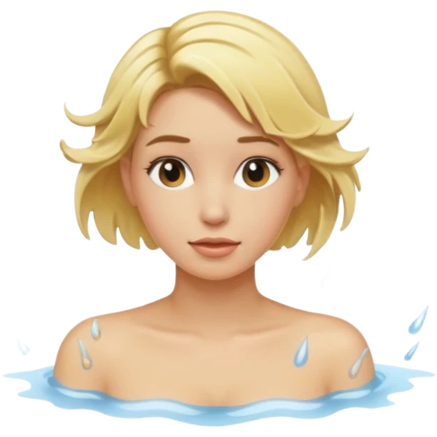 blonde girl with hair up out of shower emoji