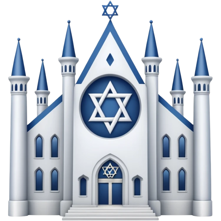 reform jewish synagogue similar to historical religious architecture in europe. the building should be white in color, feature gothic architectural elements and star of david as main symbol. no crosses, no christian symbols, no blue colors and no visual associations with israel. ios style. emoji