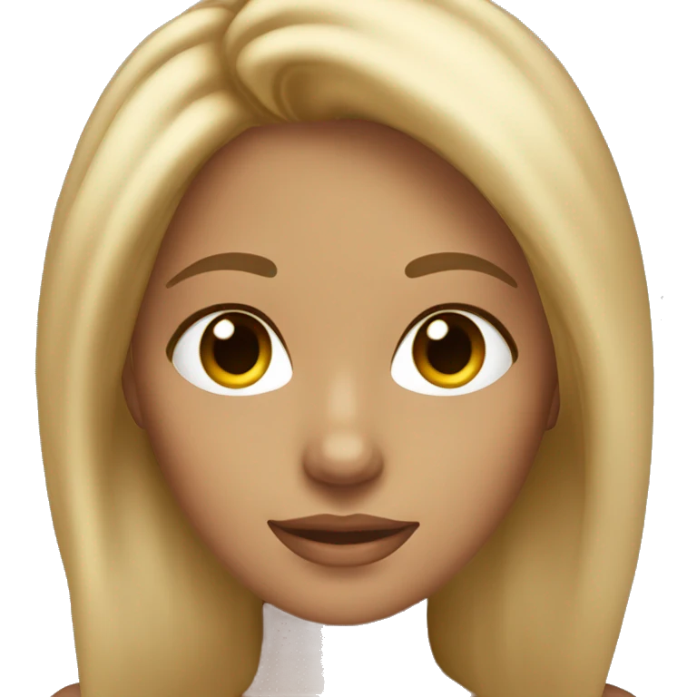 A tan girl with blond hair that had highlights and brown eyes with long lashes  emoji