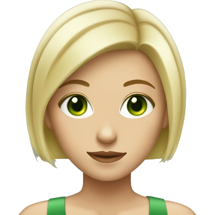 pretty blonde girl with green eyes and short haircut emoji