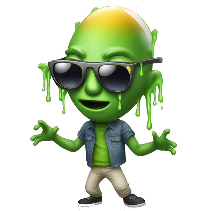 alien with sun glasses dancing drip emoji