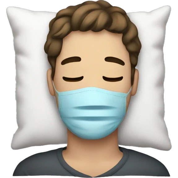A man have mask and sleeping on bed emoji
