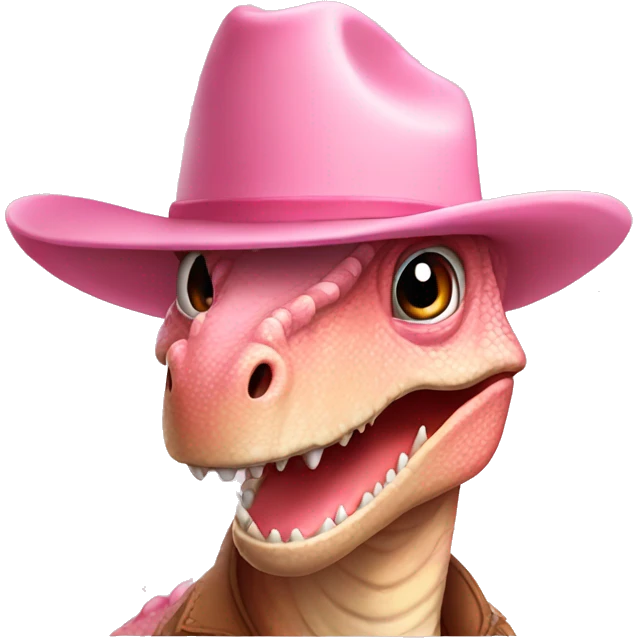 Dinosaur in a light pink cowboy hat emoji