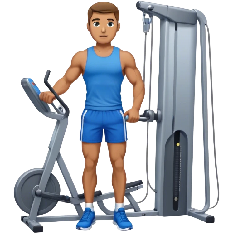 fit man with blue shorts using cable-machine emoji