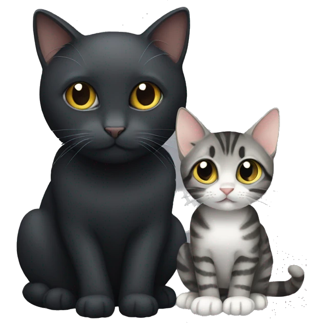 Black cat and gray tabby cat emoji