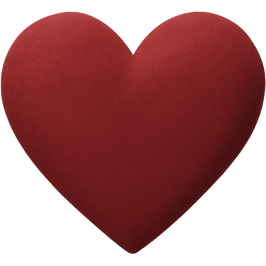 heart with a velvet matte texture, digital illustration, no background emoji