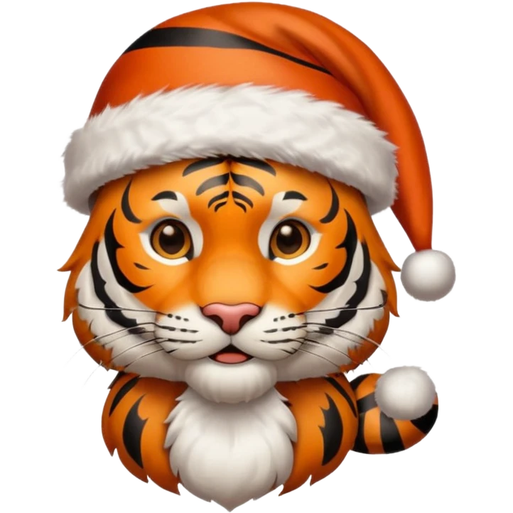 tiger with santa claus hat emoji