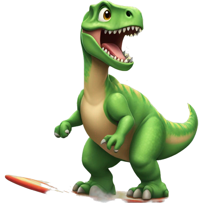 Dinosaurio surfeando emoji