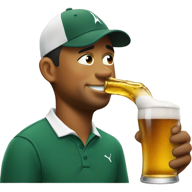 Tiger Woods drinking a beer emoji