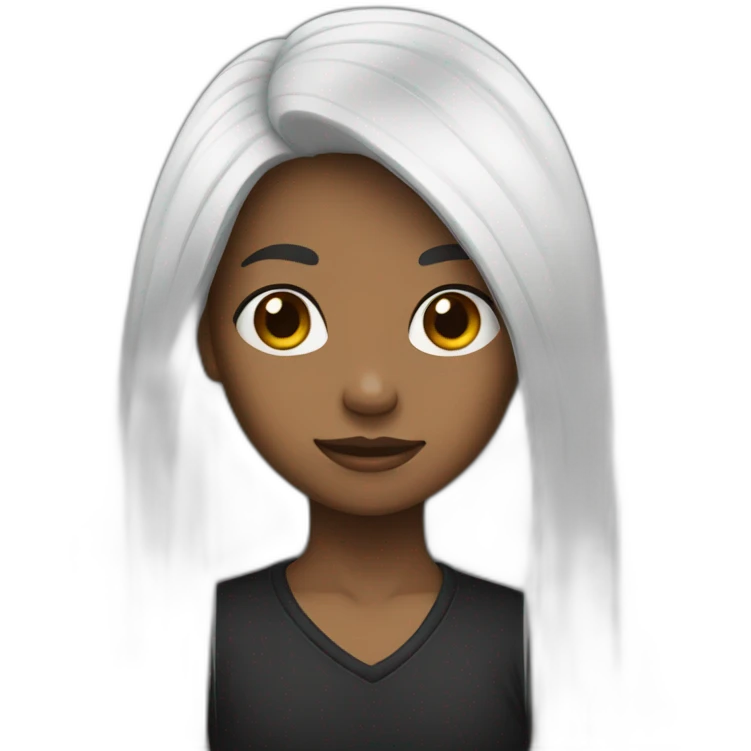Half black and half white hair emoji