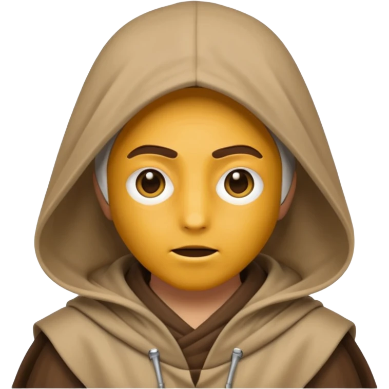 Jedi wearing hood emoji eyes covered emoji