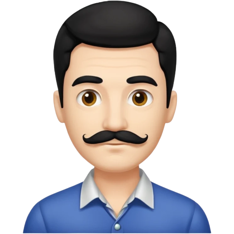 A man with black patchy hair and black moustache emoji