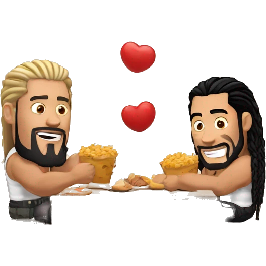 Roman Reigns qui mange des pâtes avec John Cena emoji