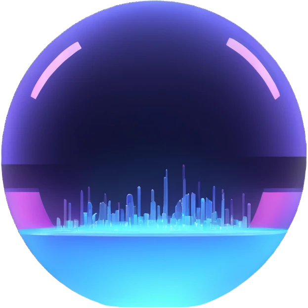 Floating holographic orb with a soft glow — a little futuristic, particles. emoji