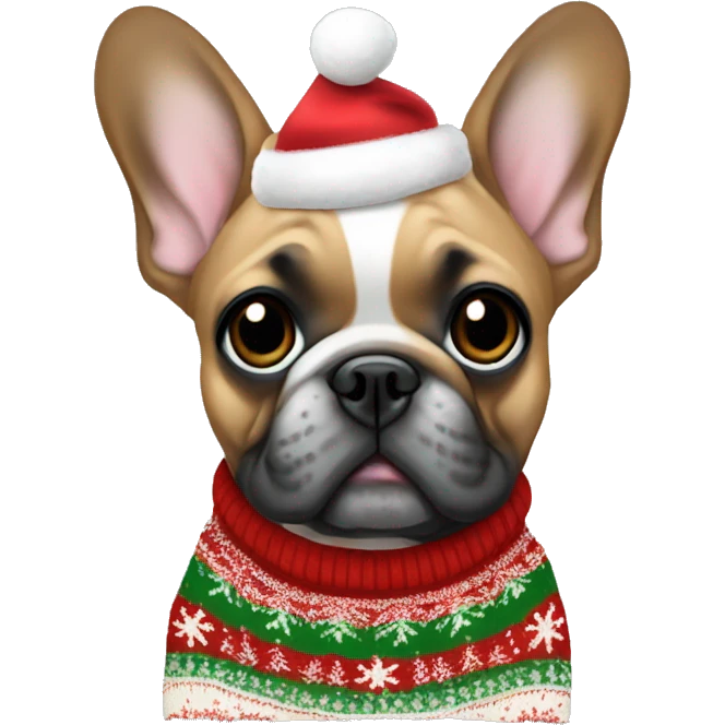 Cute frenchie wearing a Christmas jumper  emoji