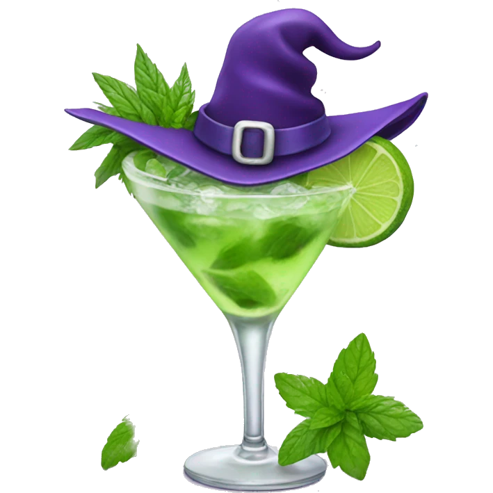 Mojito with purple witch hat emoji