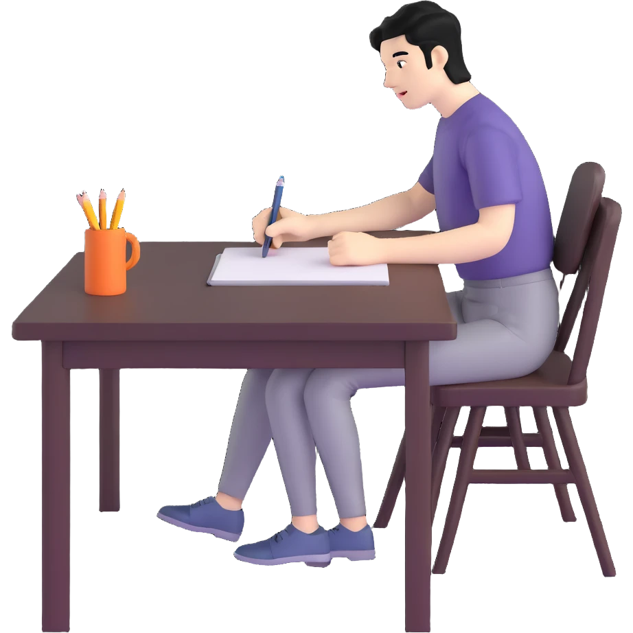 white man with black hair drawing at a table emoji