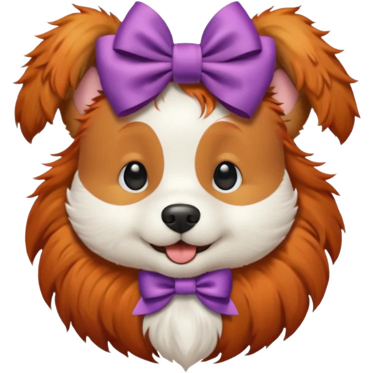 red haired dog with a bow on hair emoji