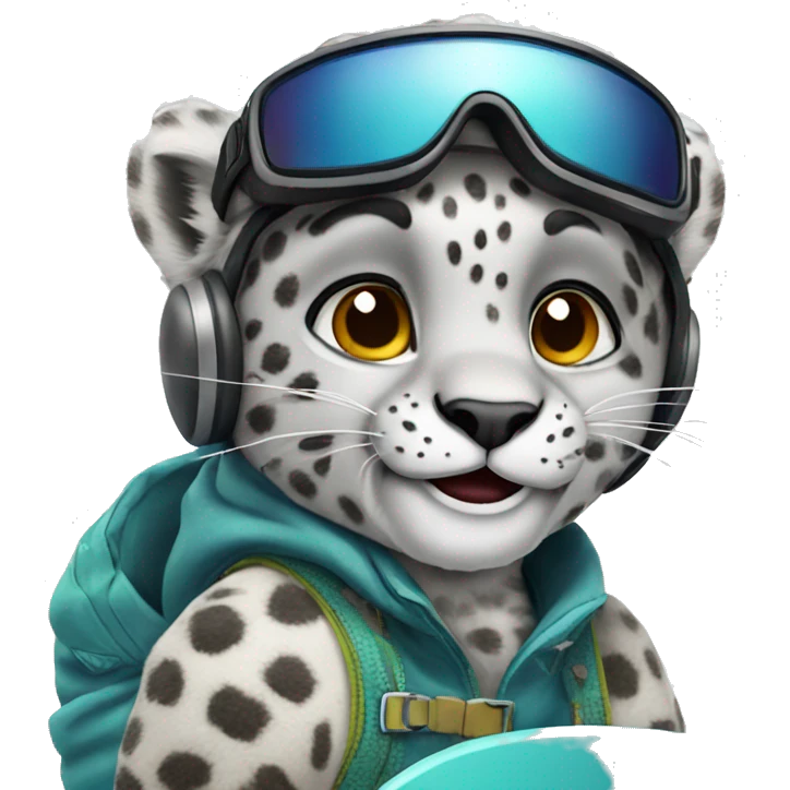 Snow leopard snowboarding  emoji
