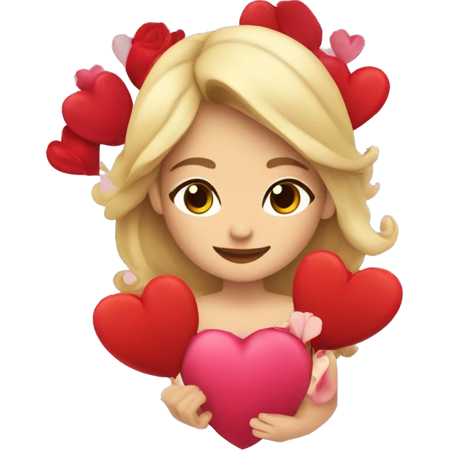 Carita enamorada con corazones rosas emoji