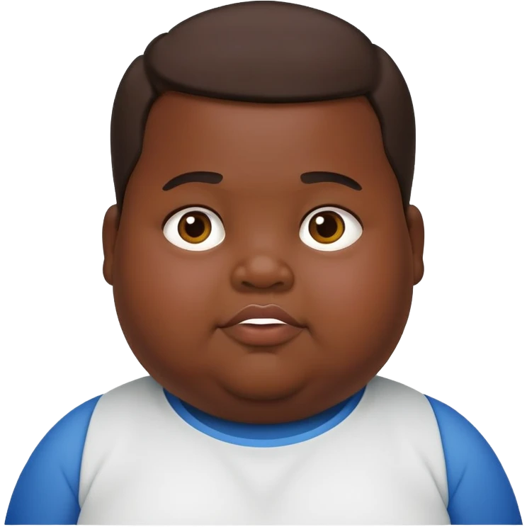 dark skin short fat kid with double chin emoji