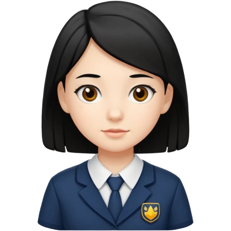 a middle school girl in a school uniform and black hair emoji