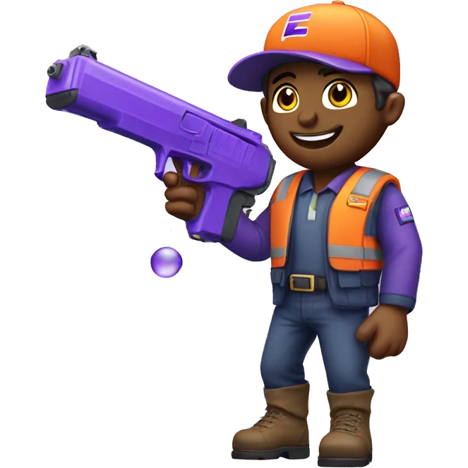 Fedex express delivery driver with a watergun emoji