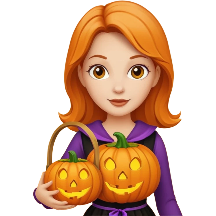 Cute mommy with trick or treat pumpkin basket  emoji
