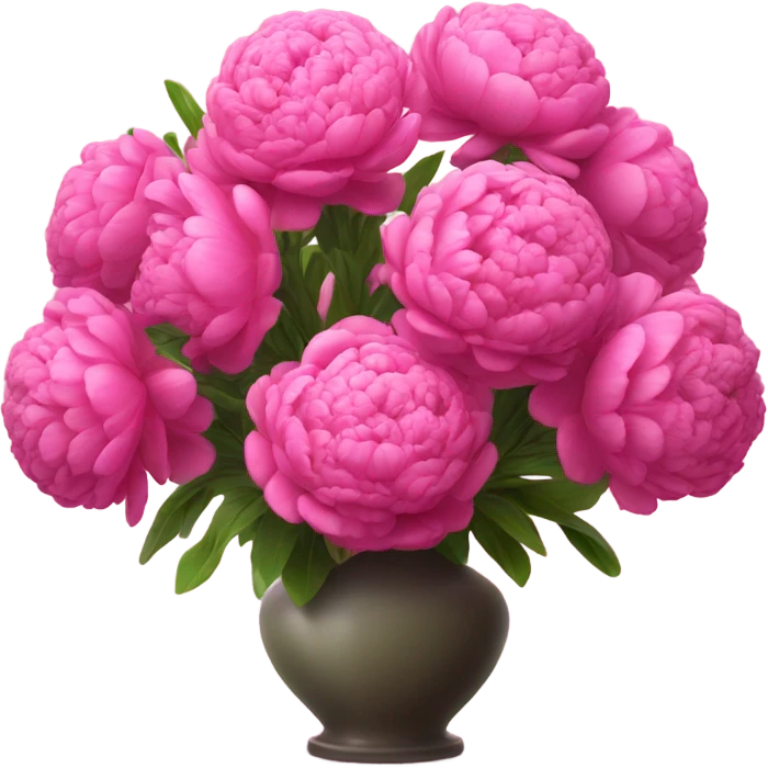 Realistic Bright pink pions in vase emoji