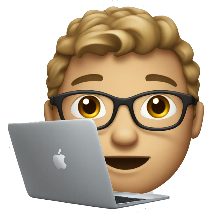 young developers with mac book air emoji