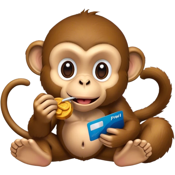 A Monkey eating the Paypal emoji