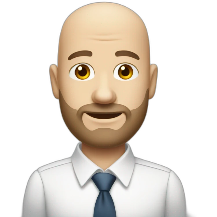 short white bald man with beard in shirt and tie emoji