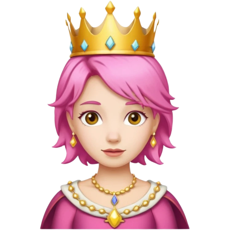 adorable queen with pink hair and crown emoji