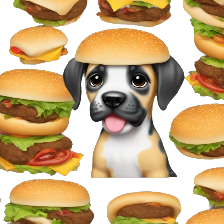 Cute baby Great Dane puppy as a burger emoji