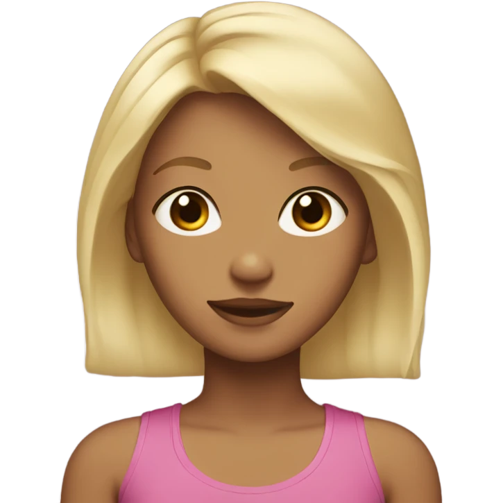 A girl with blonde hair, brown eyes and pecas emoji