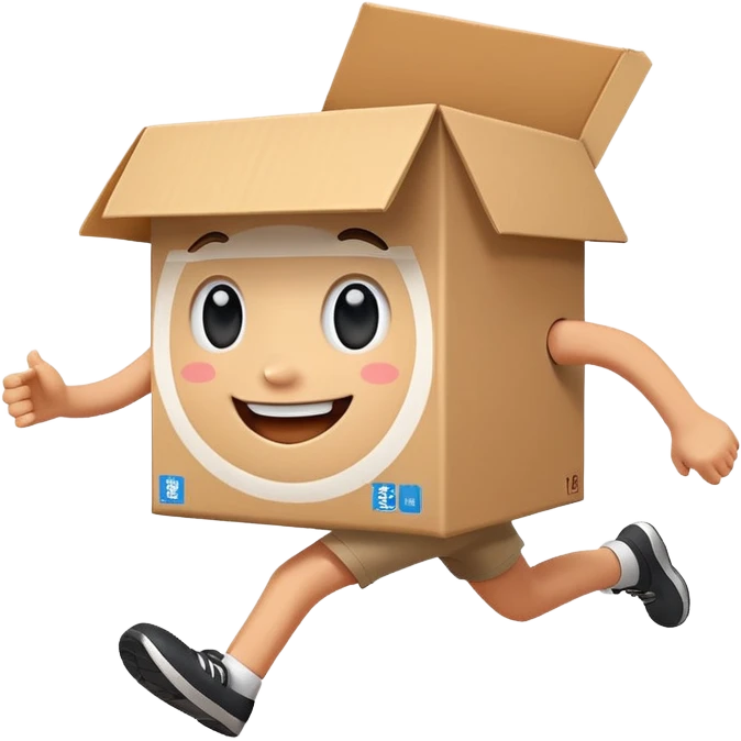 Make an picture of an cute box running to school emoji