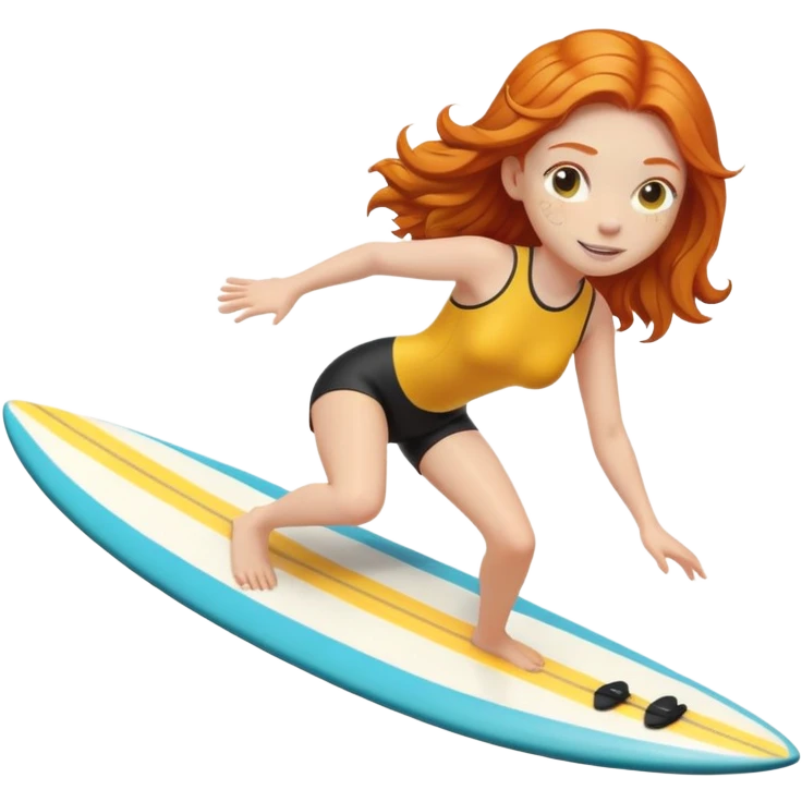 ginger girl riding surfboard emoji