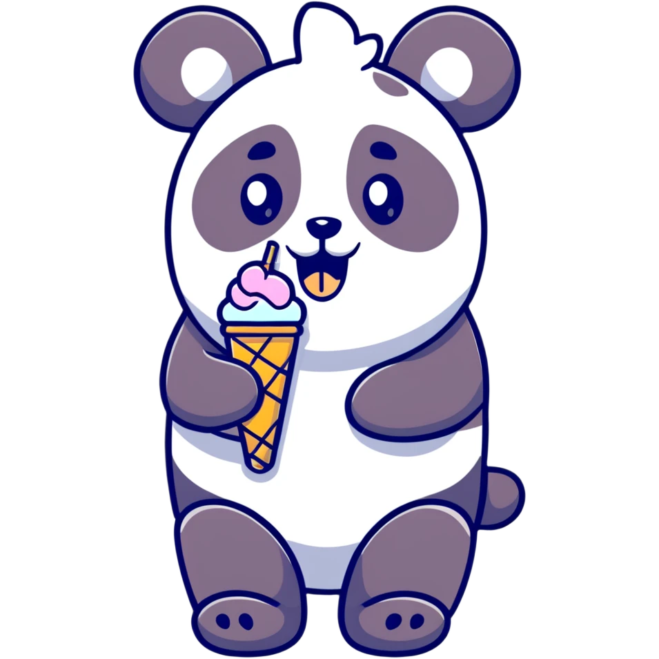 Panda eating ice cream emoji