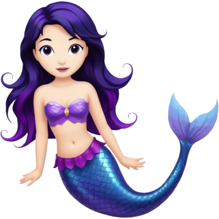Mermaid with black hair and purple tail  emoji