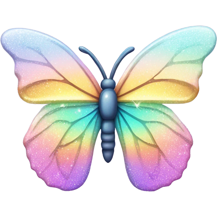 Sparkly Pastel rainbow-gradient iridescent glass butterfly emoji