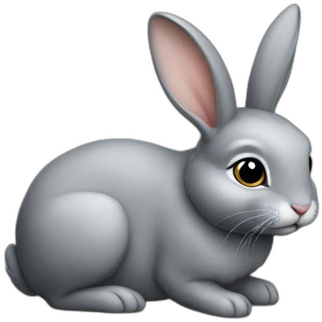 Realistic gray little bunny emoji