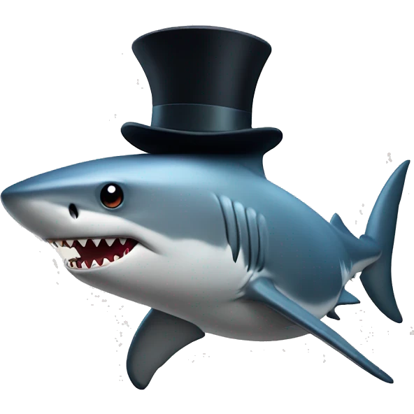 Shark with a top hat emoji