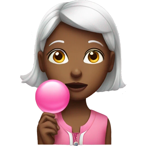 girl with bubblegum emoji