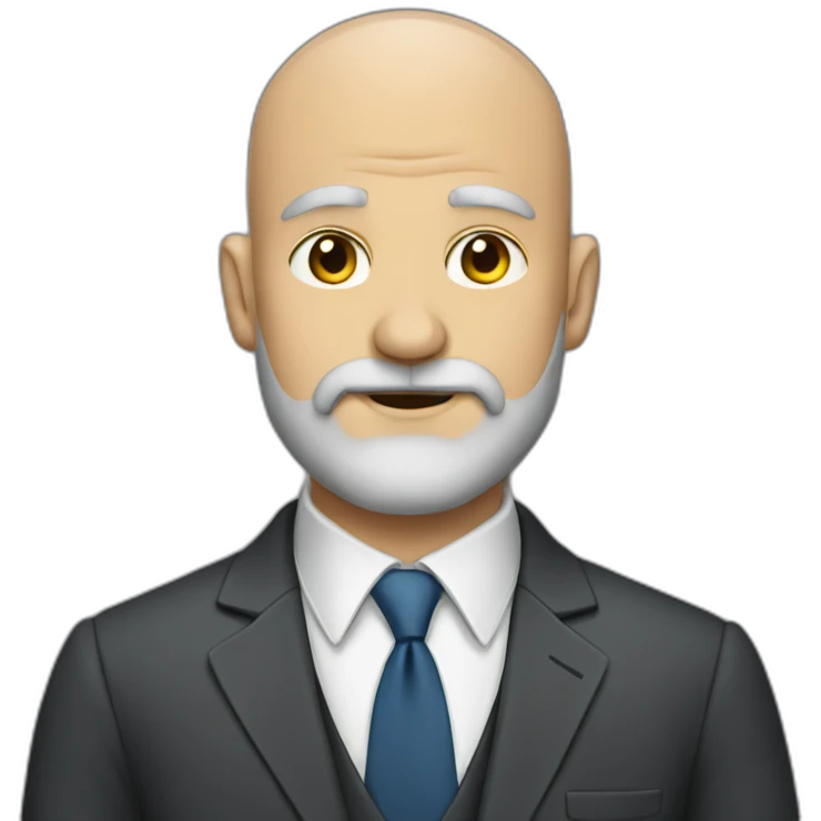 bald bearded man with grey beard in a suit emoji