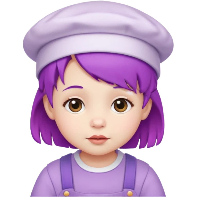 purple haired little baby with white hat emoji