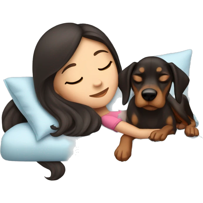brunette Sleeping beauty girl with Doberman  emoji