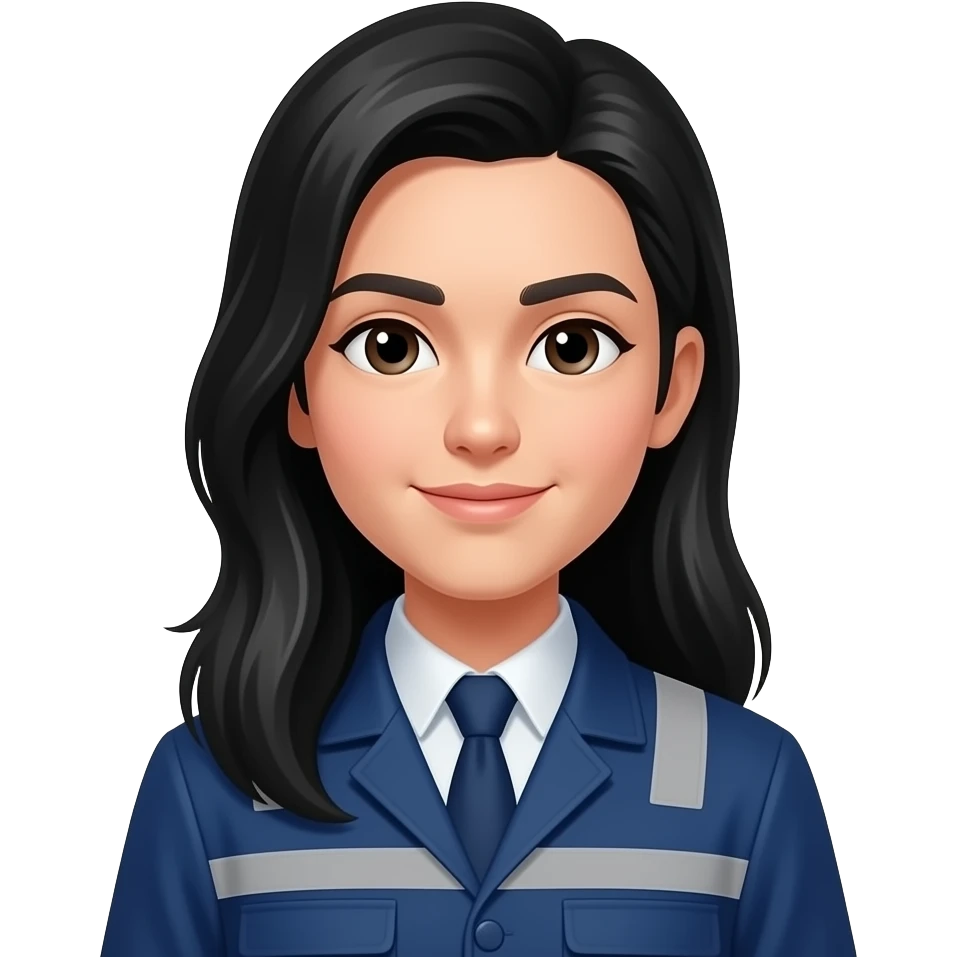 Ingeniera industrial con cabello largo y negro emoji