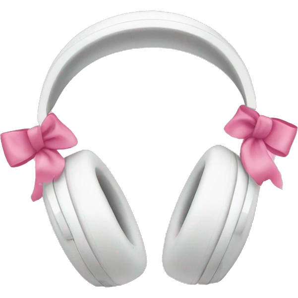 White headphones with pink bow emoji